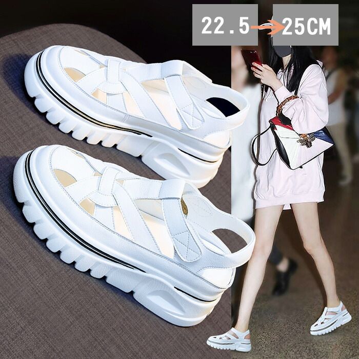 Rakuten - ス 美脚効果 スニーカー 靴 厚底靴 軽量 ビーチサンダル カジュアル サンダル コンフォート スポーツサンダル 厚底 レディース