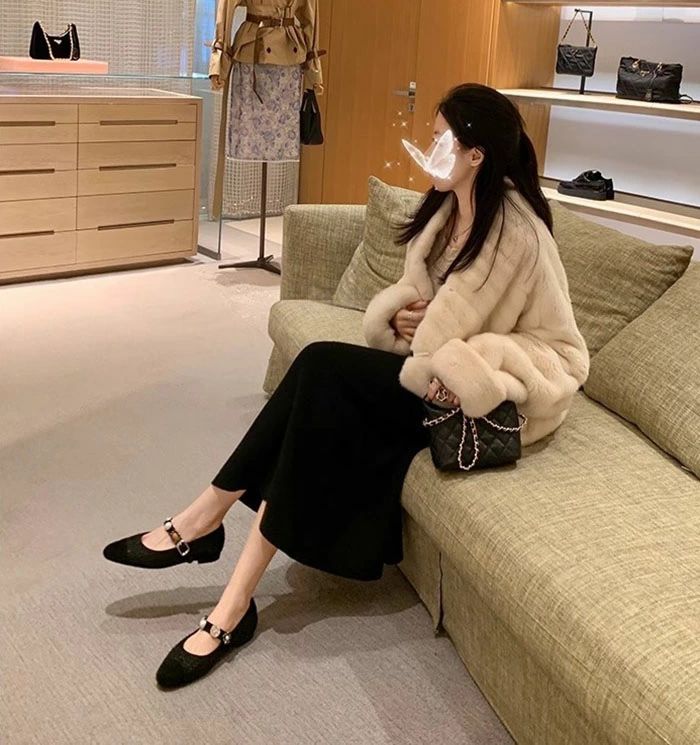 痛くない フラット ストラップ ポインテッドトゥ キレイめ 通勤 オフィス 結婚式 ブラック フラットパンプス 異素材 バ rumuca-10014938 Rumuca サンプル画像2