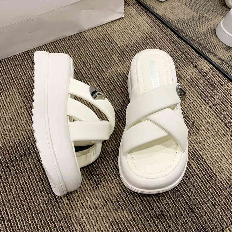 サンダル 厚底サンダル 厚底スリッパ レディース プラットフォーム クロスデザイン 6cm ヒールサンダル 軽量 フラット 歩きやす