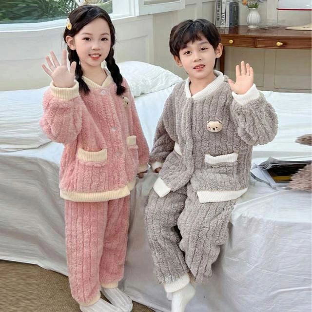 Rumucaの寝 防寒 部屋着 男の子 上下セット こども服 ジュニア 長袖 ふわふわ もこもこ フリースパジャマ 女の子 キッズ 寝巻き パジャマ｜アングル3