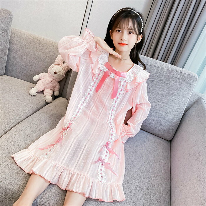子 寝巻 寝間着 可愛い ピンク ホワイト ルームウェア 薄手 部屋着 パジャマワンピ...