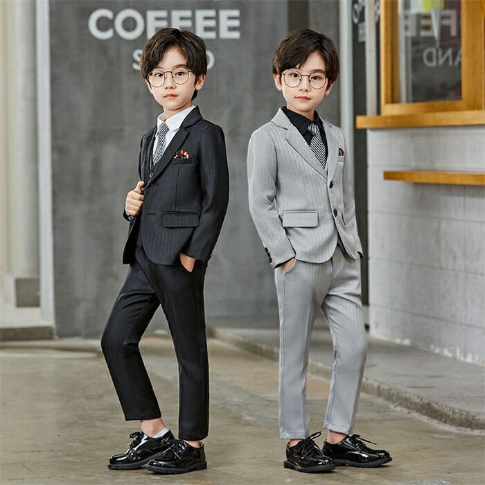 Children'S Tv - ジャケット+ベスト+ズボン＋ネ フォーマルスーツ 4点セット 韓国ファション かっこいい キッズフォーマルスーツ 子供 男の子