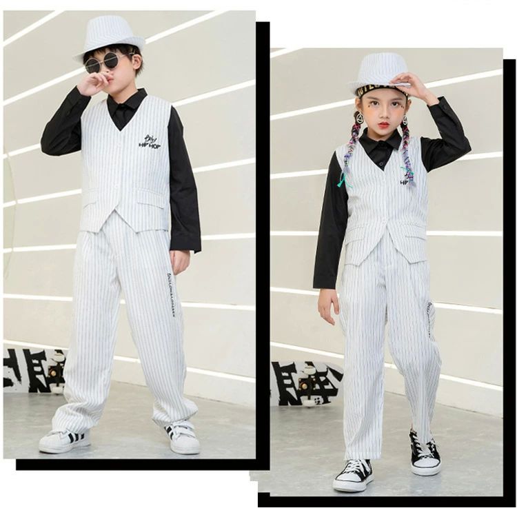 ストライプ柄 ロック ダンス衣装 キッズ ダンス衣装 セットアップ ヒップホップ 男...