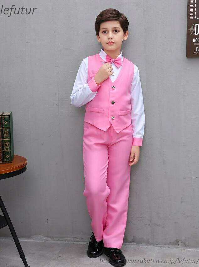 学園祭 4点セット シャツ＋ベスト＋パンツ＋リボン キッズ舞台演出服 合唱団体服 ...