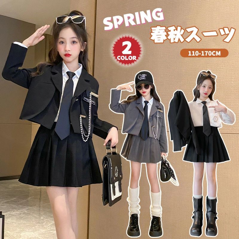 樂天商城 - スーツ 女の子 入学式 ジャケット 卒園式 子供服 子供服 セットアップ フォーマルスーツ 女の子 制服 3点セット 5点セ