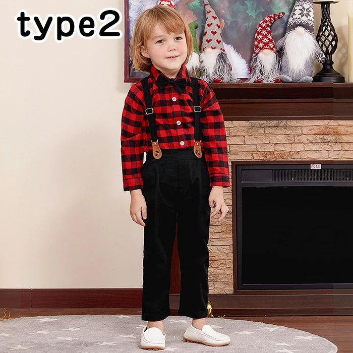 クリスマススーツ 2点セット 男の子 フォーマルスーツ 子供服 長袖 蝶ネクタイ付き コスチューム パーティー 子供服 男の子 ス 3
