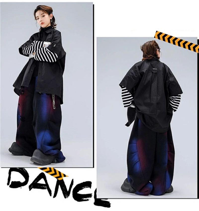 ワイドパ タイダイ染 長袖Tシャツ レイヤードトップス ジャケット 重ね着風 ストリ...