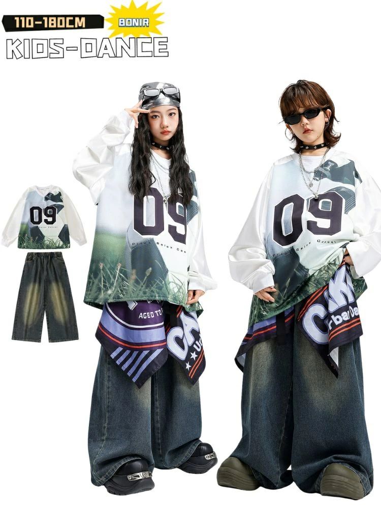 韓国ストリート スウェット 普段着 子供服 ダンスウェア 発表会 ステージ衣装 長袖 ワイドパンツ ダンス衣装 キッズ ホワイト 単品とセット対応！110~180cm ストリート感たっぷりのキッズダメーカー希望小売価格はメーカーカタログに基づいて掲載しています