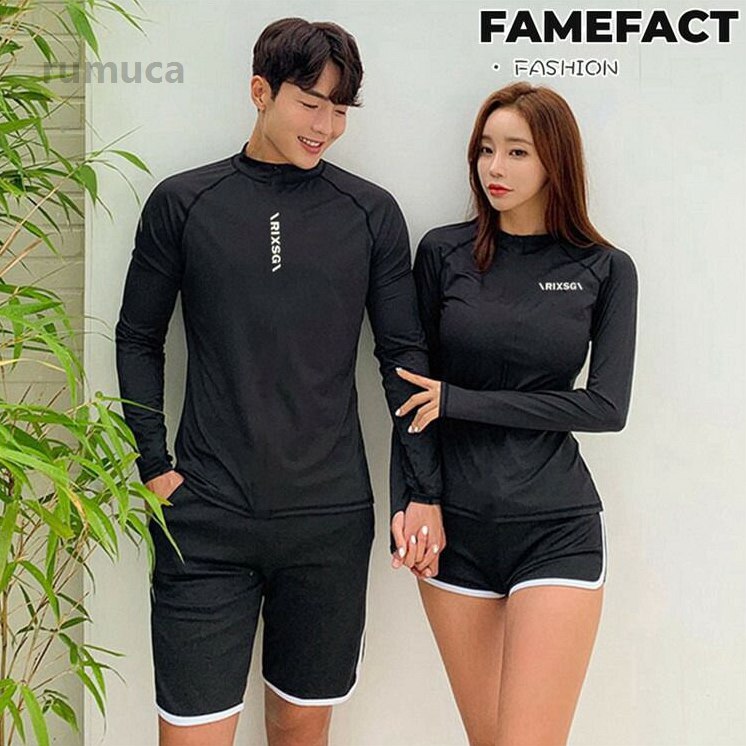 シ サーフパンツ 体型カバー 水着 おしゃれ セットアップ 水着 上下セット レディース メンズ ペア水着 水着 カップル ペア 長袖