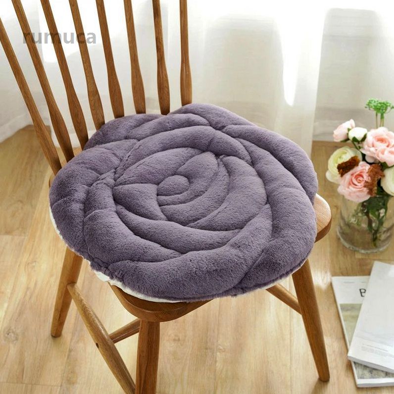 ふ フェイクファー 丸型 ラウンド型 円形 ローズ 薔薇 バラ 45×45cm チェアパッド ...