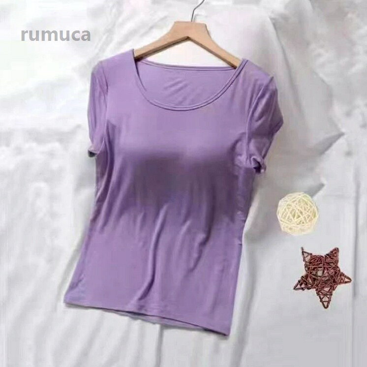 トップス カットソー カップインTシャツ おしゃれ 半袖tシャツ 無地 薄手 部屋着 ...