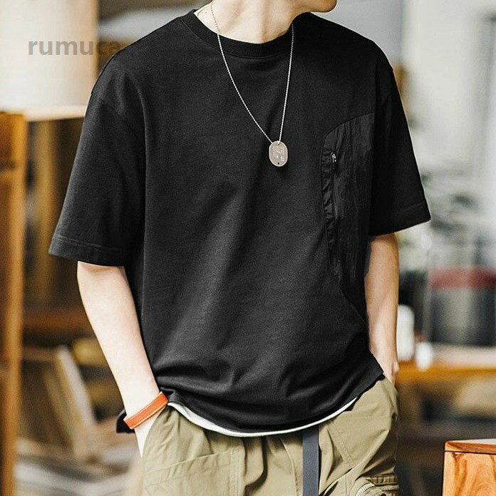 Rakuten - 半袖Tシャツ メンズ 胸ポケット付き おしゃれ 大人 夏 アウトドア 半袖 tシャツ メンズファッ カットソー インナー クルーネック