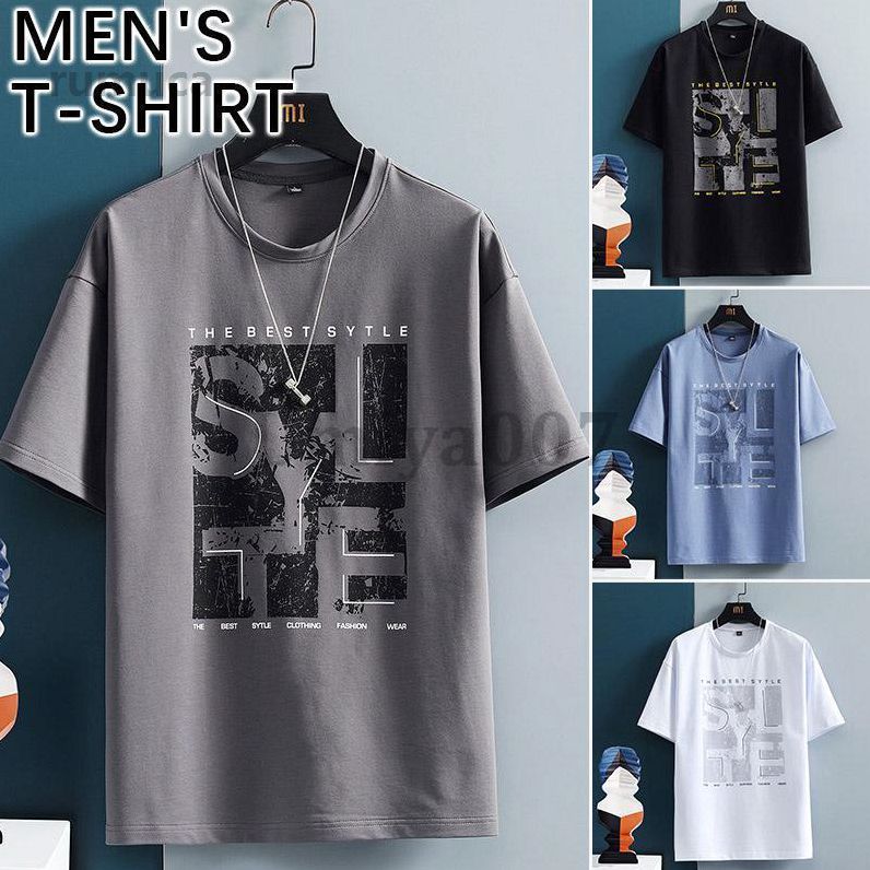Rakuten - ゆったり 大きいサイズ カジュアル トップス 薄手Tシャツ 丸首Tシャツ クルーネックTシャツ Tシャツ サマー 夏 メンズ