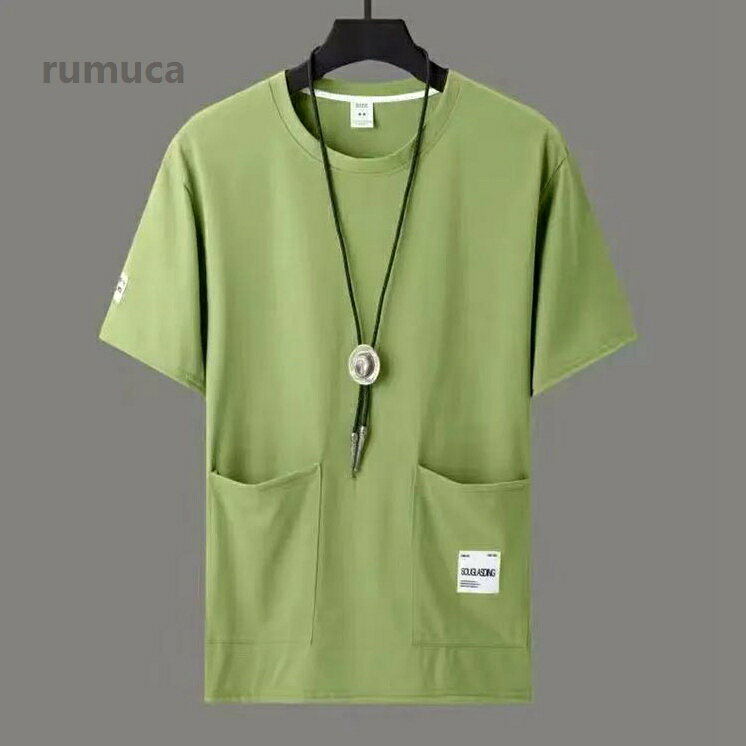 オ tシャツ 夏 ポケt ビッグtシャツ クルーネック 夏服 ポケットtシャツ 無地tシャ...