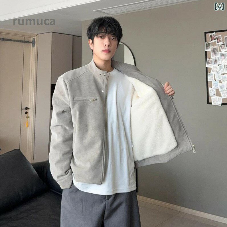 Rakuten - ファッション 春夏 秋冬 かっこいい オシャレ モテ 男性用 紳士服 服 韓国 シンプル 大人 裏 起毛 厚手 レザージャケ