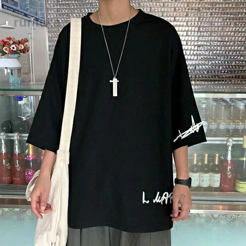 Rakuten - ビッグシルエットおし ファッション Tシャツ 高校生 韓国 ゆったり 吸汗速乾 大きい カジュアル シンプル ブランド メンズ 半袖