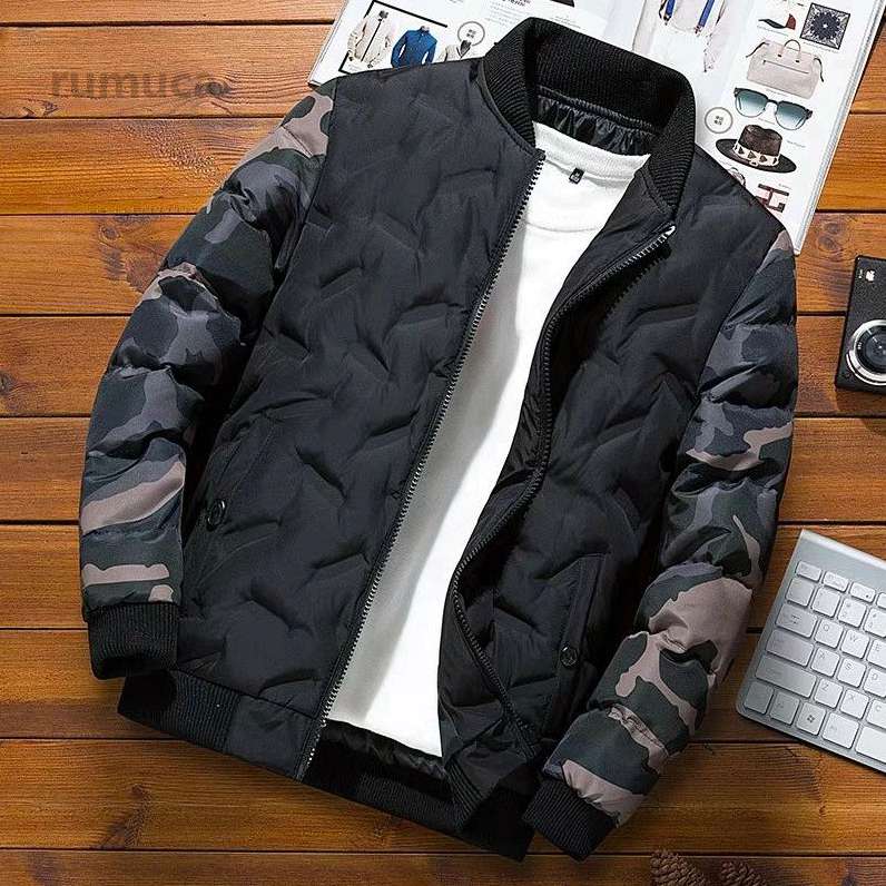 Jacket - 迷彩 大きいサイズ ブルゾン 厚手 紳士用 中綿ジャケット 冬 メンズ ゆったり 防風 アウター 冬物 ファスナー 防寒 スタジャン