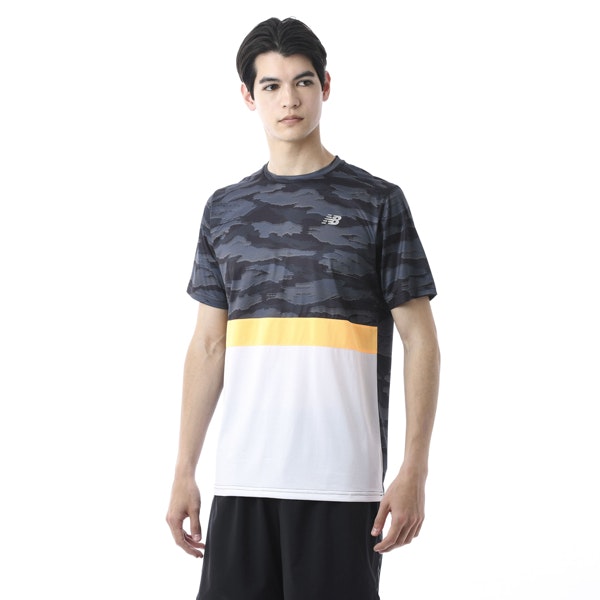 送料無料（ネコポスでの発送） ニューバランス newbalance MT03207BON メンズ Accelerate グラフィック ブロックド SS Tシャツ 【ジョギング マラソン スポーツウエア ランニング トレーニング Tシャツ 半袖 ロムスポーツ ROM】