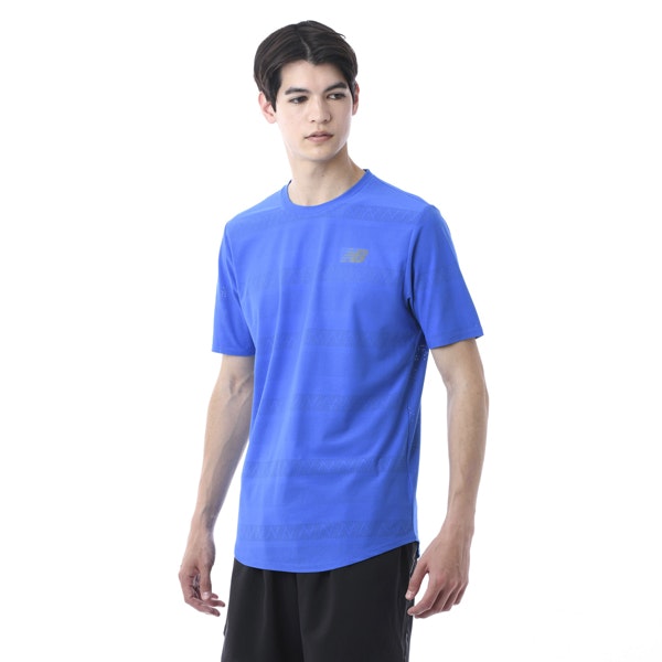 送料無料（ネコポスでの発送） ニューバランス newbalance MT13277SBU メンズ Q Speed ジャカード SS Tシャツ 【ジョギング マラソン スポーツウエア ランニング トレーニング Tシャツ 半袖 ロムスポーツ ROM】