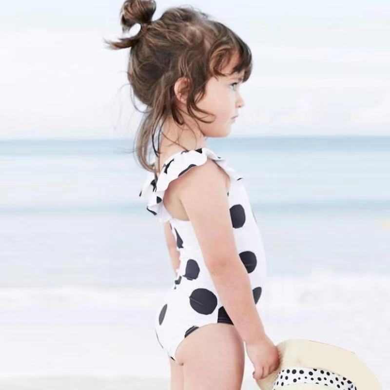 水着 子供 女の子 ベビー キッズ ワンピース ワンピ 水玉 シンプル フリル かわい...
