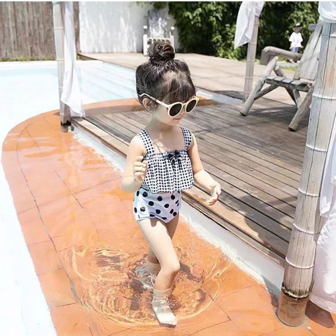 水着 子供 女の子 ベビー キッズ セパレート チェック 水玉 おしゃれ フリル かわ...