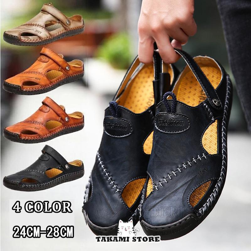 【楽天スーパーセール】サンダル メンズ ベルト 革 コンフォートサンダル 靴 大きいサイズ 海 ビーチ ..