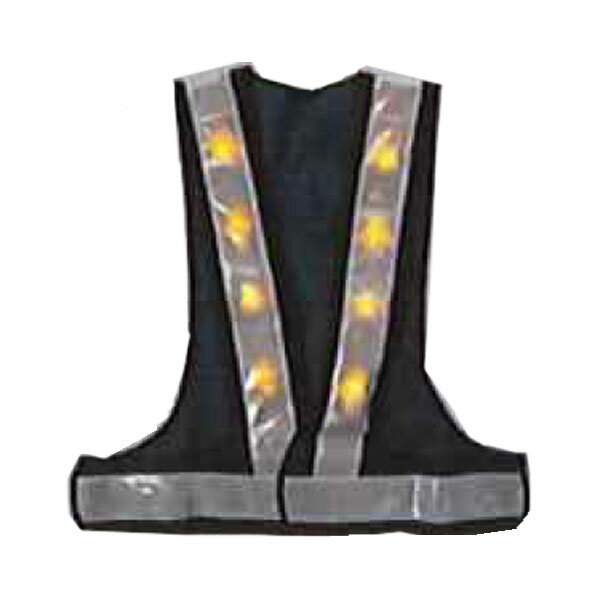 黄LED安全ベスト 紺×白 テープ幅60mm 8000mcd 黄LED16個 LED-BW-Y エース神戸