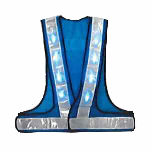 Rakuten - 青LED安全ベスト　水色×白　テープ幅60mm　4000mcd　青LED16個　LED-LBW-B　エース神戸