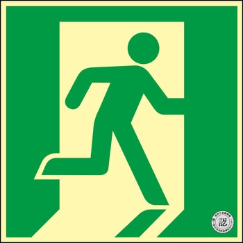 樂天商城 - 中輝度蓄光式避難口誘導標識 右向き 200×200 蓄光FA-832 068832 日本緑十字