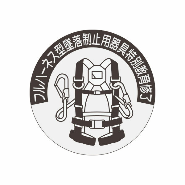 ヘルメット用ステッカー　フルハーネス型墜落制止用器具特別教育終了 φ40　851-Aのサムネイル