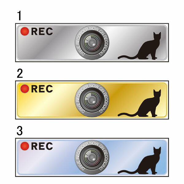 REC 50×200mm ドライブレコーダー 車用ステッカー シールタイプ 無反射 猫イラスト