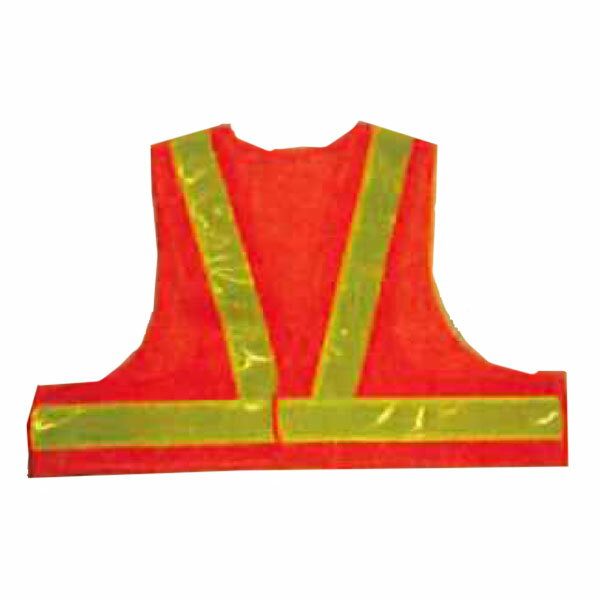 ショート丈反射ベスト V50-S型 テープ幅50mm オレンジメッシュ×黄色反射 V50-OL-S
