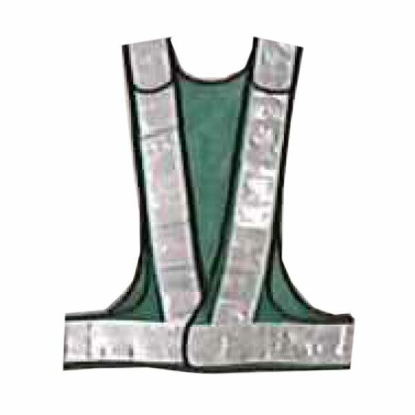 高輝度反射ベスト V70サイズ調整型 テープ幅70mm ダイヤモンド柄 背面逆A型 緑メッシュ×白反射 V70-GW-A