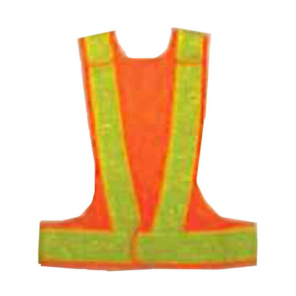 高輝度反射ベスト V70サイズ調整型 テープ幅70mm ダイヤモンド柄 背面逆A型 オレンジメッシュ×黄色反射..