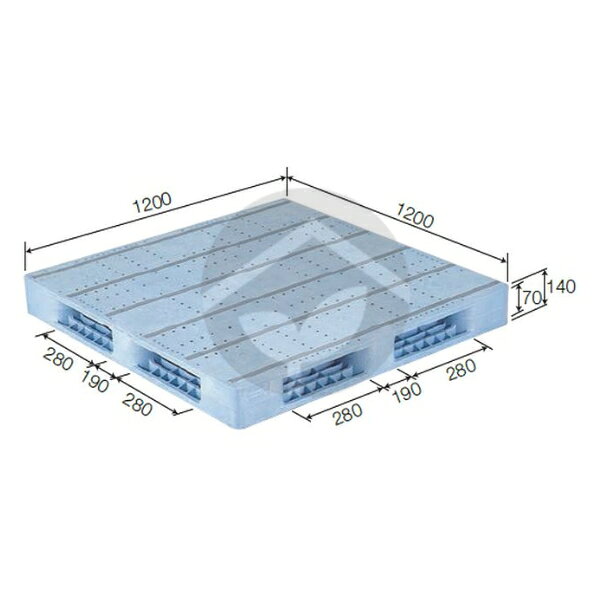 外寸：1200×1200×140mm 材質：低発泡PE 重量：34.3kg 静荷重：4000kg 動荷重：1000kg ※注意※ 本商品は法人様宛限定となりますので配送先の屋号(会社名や団体名)の記載をお願い致します。 また個人様宛の場合は配送会社営業所止めにて対応させていただきます。ご注文の際備考欄に「営業所止め希望」とご記載ください。