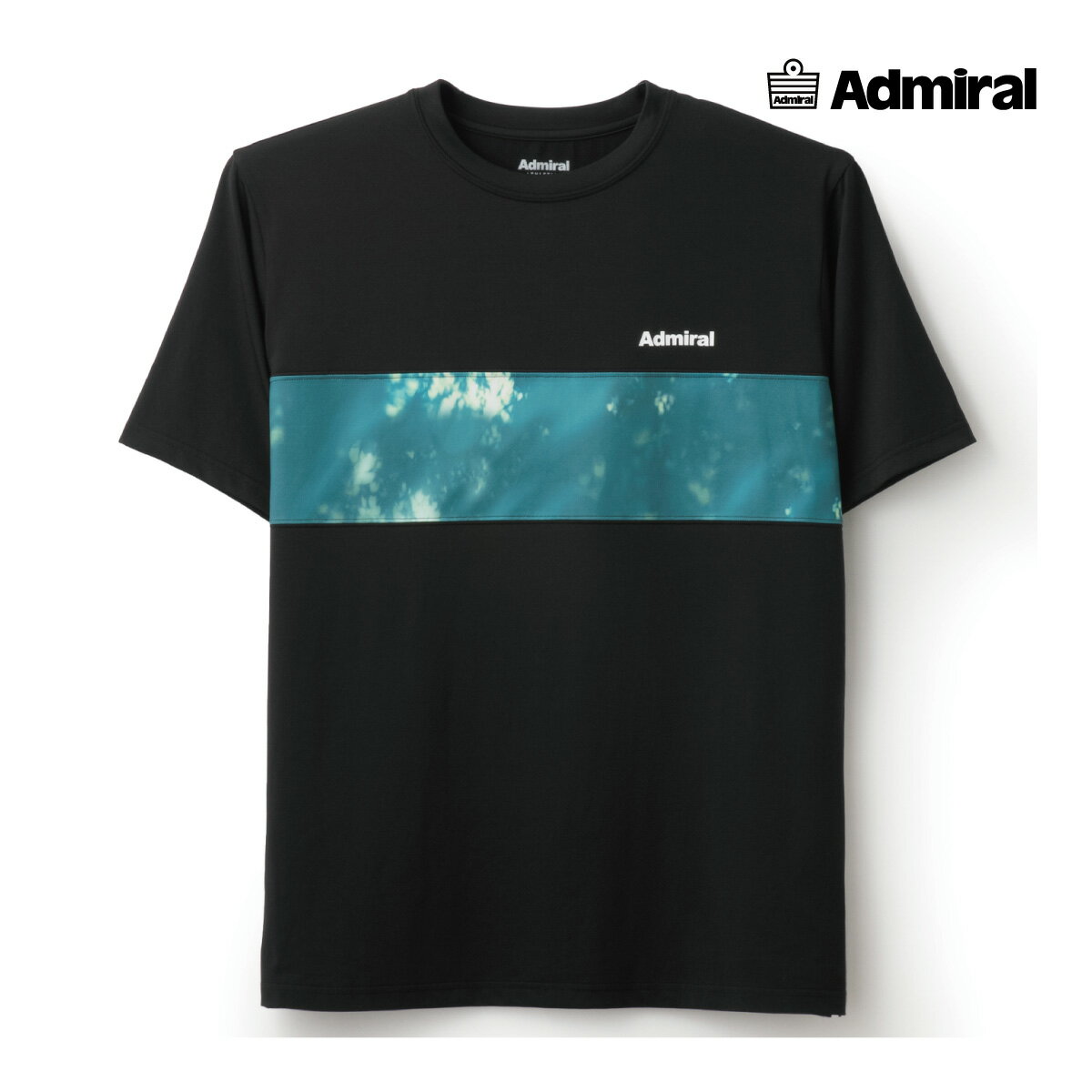 【ポスト投函対応】ADMIRAL　メンズ　フロントライングラフィックTEE　ATMA502-010　2025SS　ブラック　吸水速乾　UVカット　ストレッチ　アドミラル　MEN　テニスウェア　バドミントン　ソフトテニス