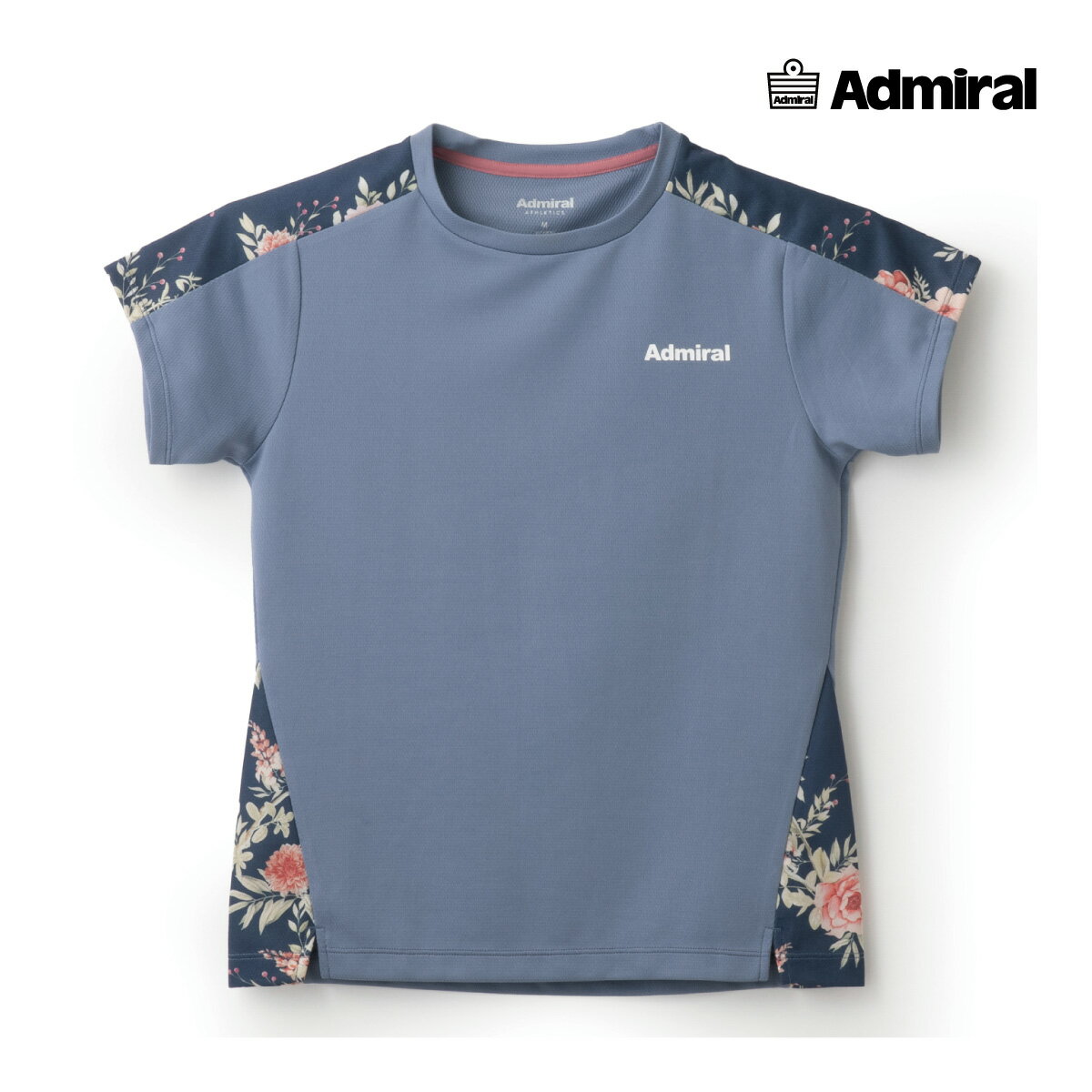 【20日0時～使える最大2000円OFFクーポン】【ポスト投函対応】ADMIRAL レディース ショルダーラインフラワーTEE ATLA514-034 2025SS ブルー 吸水速乾 ストレッチ アドミラル WOMEN テニスウェア バドミントン ソフトテニス