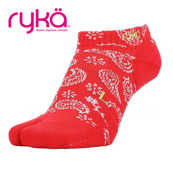 Tabi （Japanese Socks） - ryka R-SOX-6 RDP レディース (23〜25cm) すべり止め付き足袋型ソックス 丈6cm 靴下 フィットネス ダンス エアロ 運動 レッド RYKA ライカ
