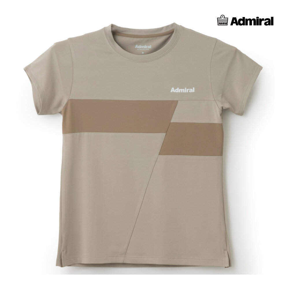 【スーパーSALE限定！最大2000円OFFクーポン】ADMIRAL　レディース　バイカラースライドブロックTEE　ATLA541-029　2025FW　ベージュ　吸水速乾　UVカット　ストレッチ　アドミラル　WOMEN　テニスウェア　バドミントン　ソフトテニス　ポスト投函対応