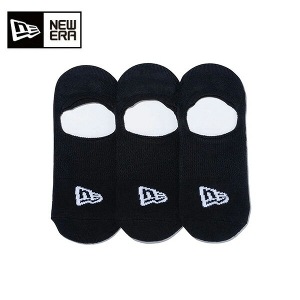 【スーパーSALE 4日20時～28H限定！最大P40倍】ニューエラ ソックス ノーショー 3ペア ユニセックス 25FW ブラック 14518175 靴下 NEW ERA メンズ レディス ジュニア