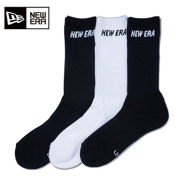 【スーパーSALE 4日20時～28H限定！最大P40倍】ニューエラ ソックス クルー 3ペア ユニセックス 25FW ブラック/ブラック/ホワイト 14518178 靴下 NEW ERA