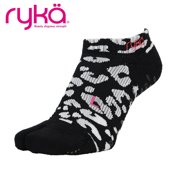 Rakuten - ryka R-SOX-6 BWL レディース (23〜25cm) すべり止め付き足袋型ソックス 丈6cm 靴下 フィットネス ダンス エアロ 運動 ブラック RYKA ライカ