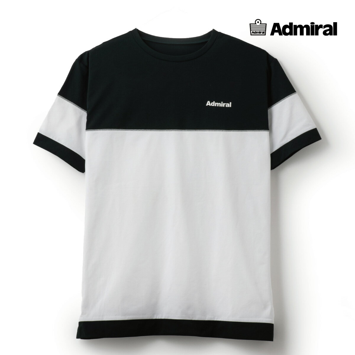 ADMIRAL アドミラル ラインブロッキングTEE ATMA406 000 ホワイト 2024SS メンズ テニス ウェア おすすめ おしゃれ 練習着 ジム