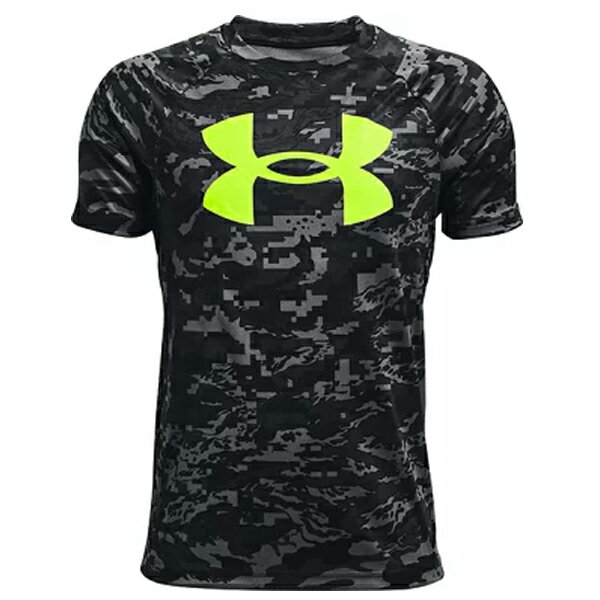 【即納】アンダーアーマー 21FW テック ビッグロゴ プリント ショートスリーブ (1363278) あす楽対応 ジュニア キッズ 子供 ウエア おしゃれ カラー 黒 ブラック グレー サッカー アウトドア ファッション ランニング トレーニング 半袖 スポーツ Tシャツ通販セール サッカー 用品 セール