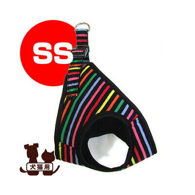 ストライプソフトハーネス SS マルチブラック 岡野製作所 ▼a ペット グッズ 犬 ドッグ 猫 キャット アクセサリー 胴輪