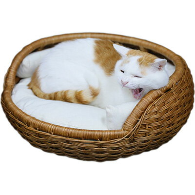 ラタンボウルベッドブラウンシンシアジャパン▼gペットグッズ犬ドッグ猫キャット送料無料