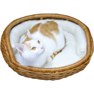 ラタンボウルベッドブラウンシンシアジャパン▼gペットグッズ犬ドッグ猫キャット送料無料