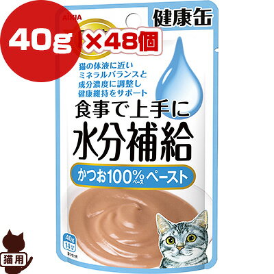 国産 健康缶パウチ 食事で上手に水分補給 かつお100％ペースト 40g×48個 アイシア ▼a ペット フード 猫 キャット ウェット AIXIA