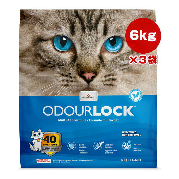 【オマケ付き】猫砂 オードロック 6kg×3袋 インターサンド ▼a ペット グッズ 猫 キャット トイレ ODOURLOCK 送料込