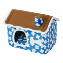 もこもこハウス フラワーブルー ボンビアルコン ▼g ペット グッズ 犬 ドッグ 猫 キャット クッションハウス リバーシブル 秋冬